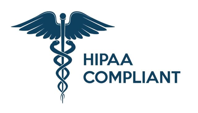 HIPAA compliance certification logo.